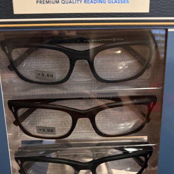 M By Max Studio Reading Glasses Readers +3.00 Box Of 3 Scratch Resistant NIB - Picture 2 of 8